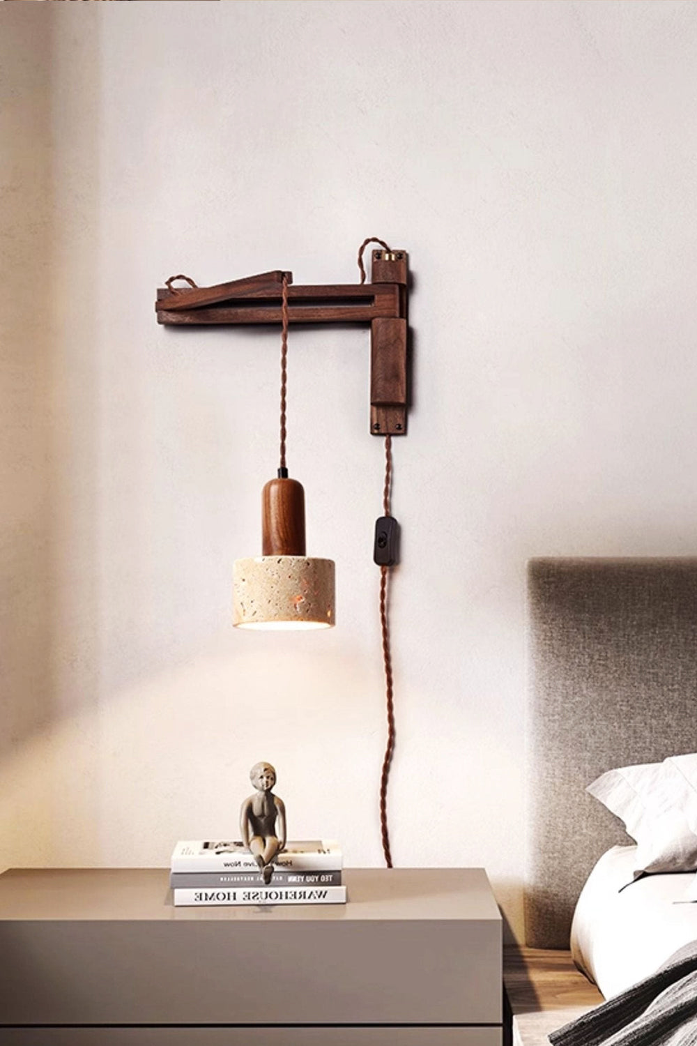 Adjustable Travertine Dome Wall Sconce - view 2 | morylighting