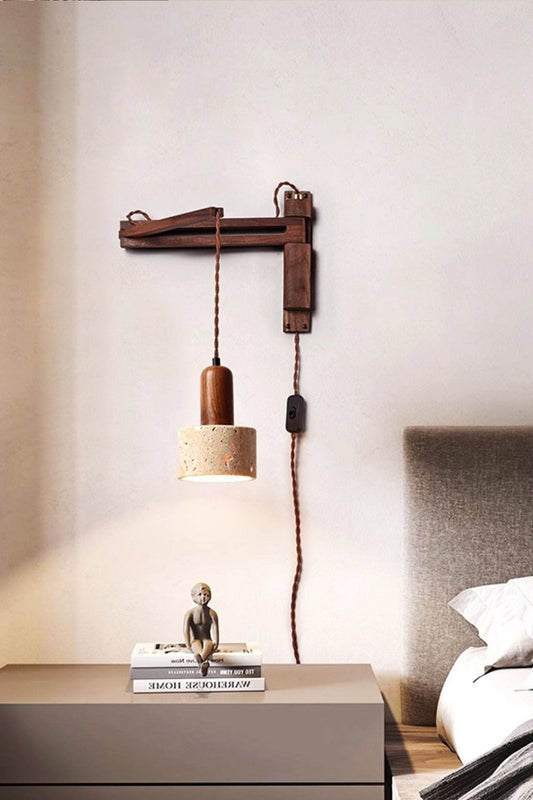 Adjustable Travertine Dome Wall Sconce - view 2 | morylighting