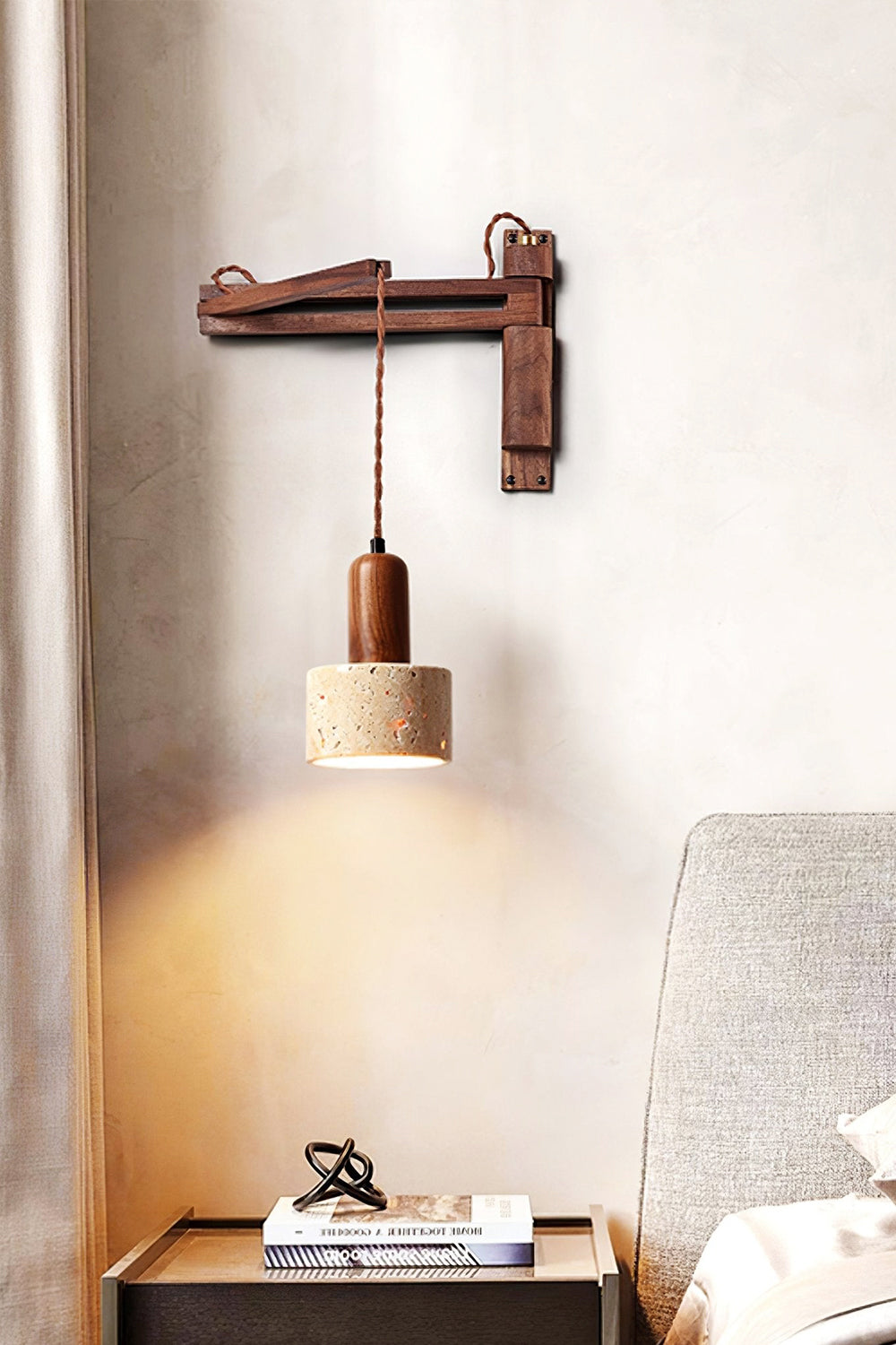 Adjustable Travertine Dome Wall Sconce - view 3 | morylighting