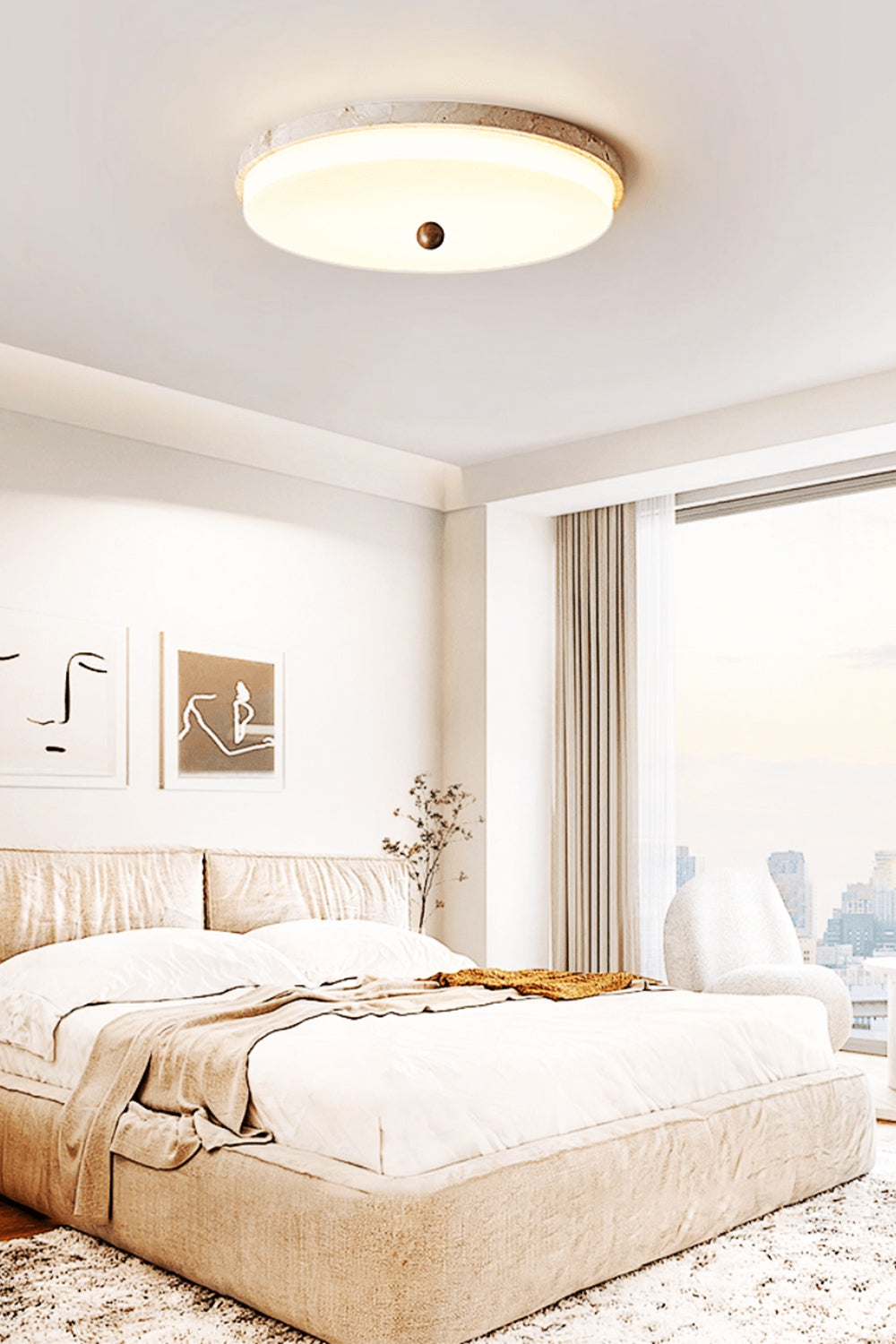 Aeon Travertine Globe Ceiling Light - view 6 | morylighting