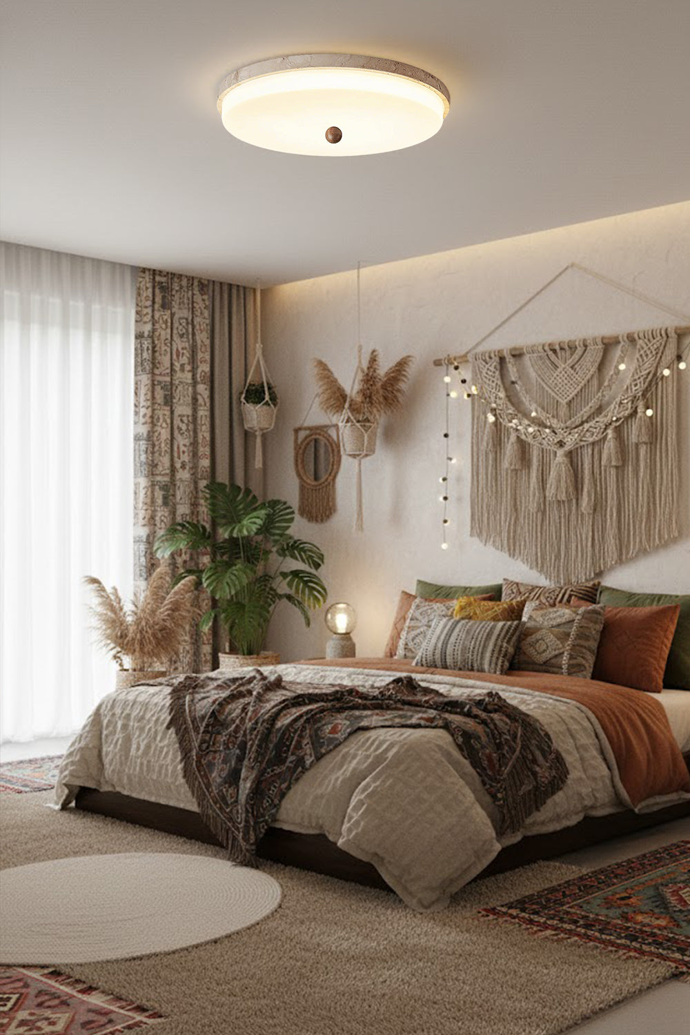 Aeon Travertine Globe Ceiling Light - view 5 | morylighting