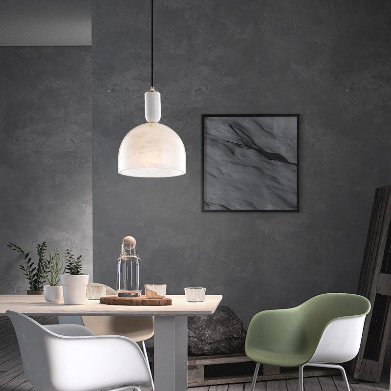 Morylighting Sculpted Alabaster Teardrop Pendant - dramatic American stairwell with three-story void