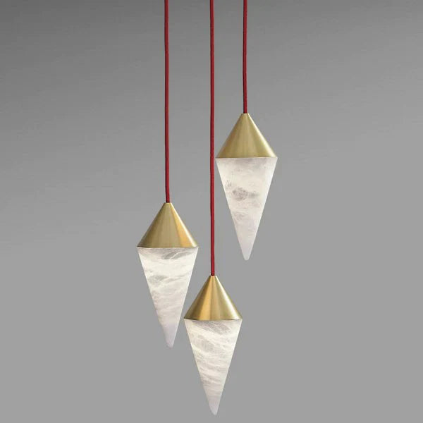 Morylighting Alabaster Cone Pendant Light - elegant American entryway with 10-foot ceiling