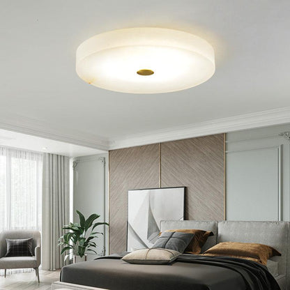 Alabaster Flush Mounted Round Led Chandelier - jchandelier