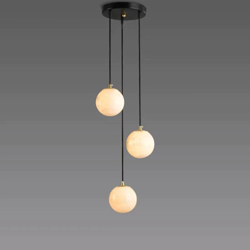 Morylighting Luminous Alabaster Wavy Chandelier - American transitional great room with cathedral ceiling