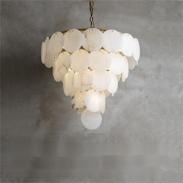 Charlene Alabaster Multi-Tier Round Chandelier - morylighting