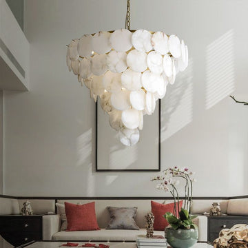 Charlene Alabaster Multi-Tier Round Chandelier - morylighting