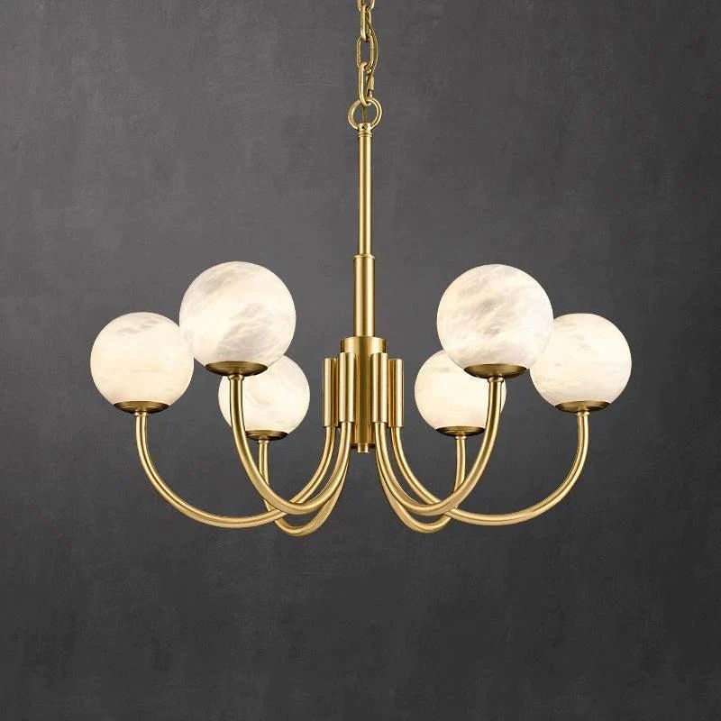 Morylighting Celestial Alabaster Brass Chandelier - dramatic American stairwell with soaring ceiling