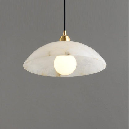 Morylighting Alabaster Luster Dome Pendant - modern American kitchen