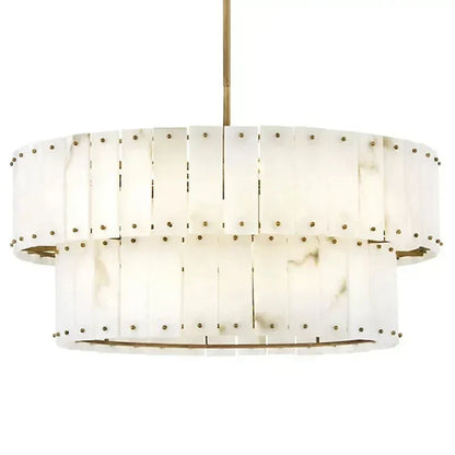 Simona Alabaster Round 2-Tier Chandelier 17.5"D 24"D