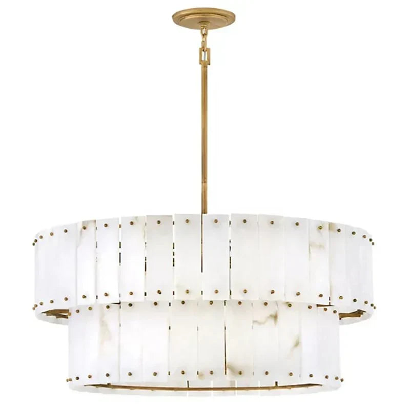 Simona Alabaster Round 2-Tier Chandelier 17.5"D 24"D