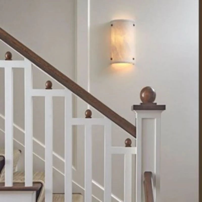 Morylighting Alabaster Arc Semi-Cylindrical Wall Sconce - elegant American entryway with arched doorway
