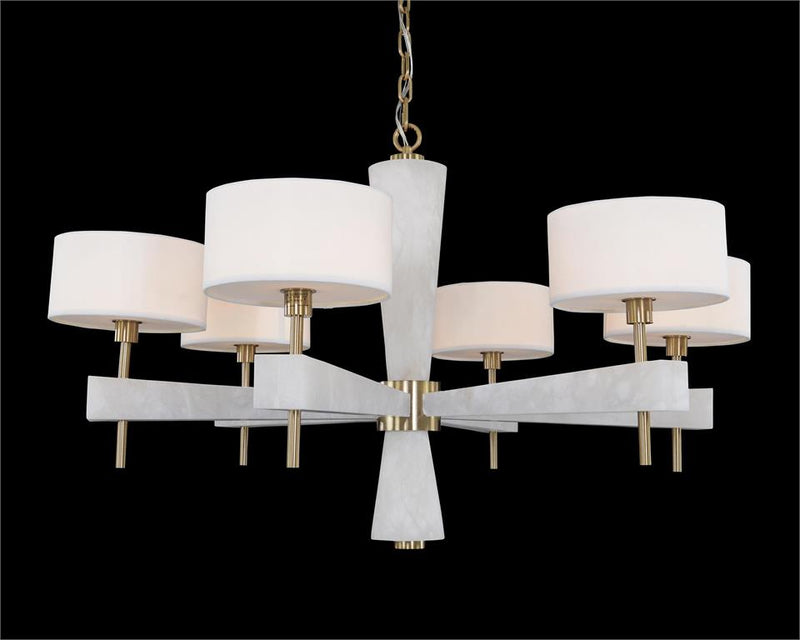 Morylighting Alabaster Radiance Six-Light Round Chandelier - grand American foyer with two-story ceiling