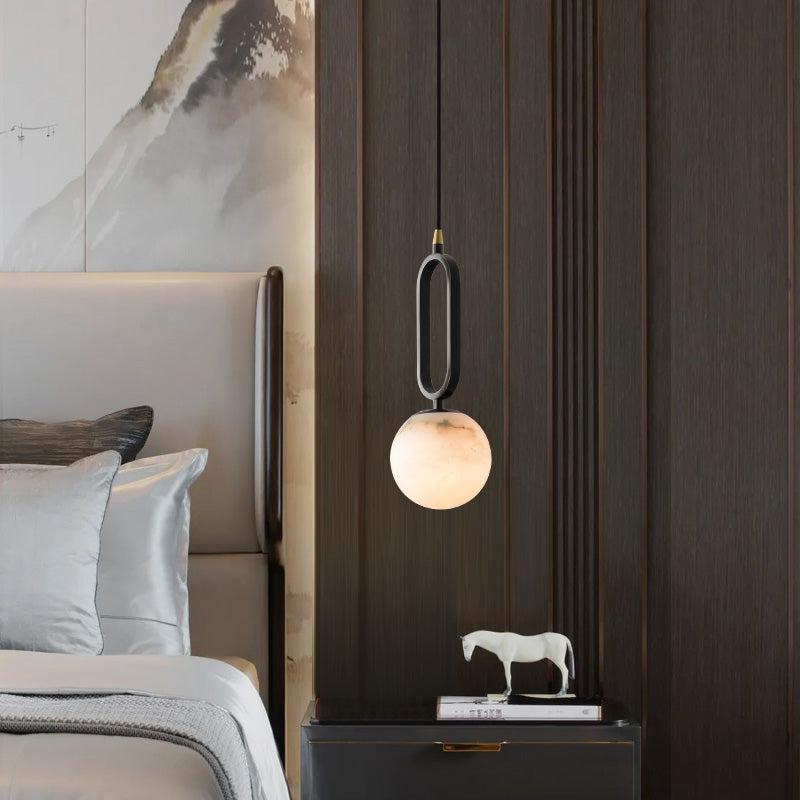 Morylighting Alabaster Teardrop Pendant - grand American foyer with double-height ceiling