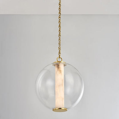 Morylighting Alabaster Aura Globe Pendant - grand American foyer with double-height ceiling