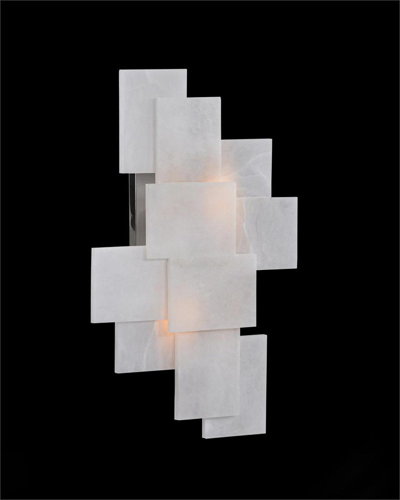Morylighting Geometric Alabaster 2-Light Wall Sconce - formal American dining room