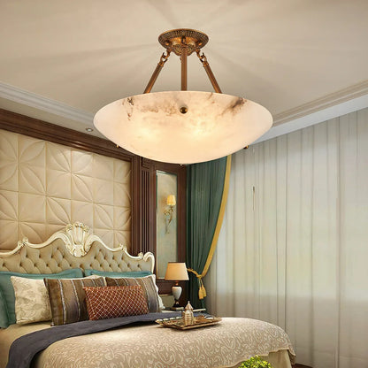 Vintage Round Alabaster Ceiling Lamp