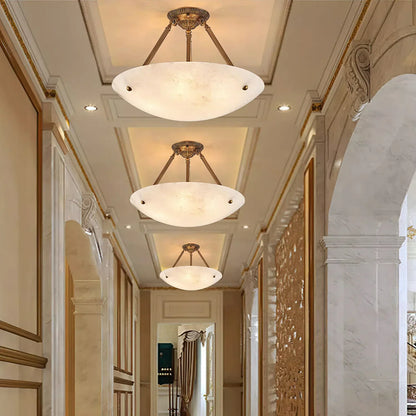 Vintage Round Alabaster Ceiling Lamp