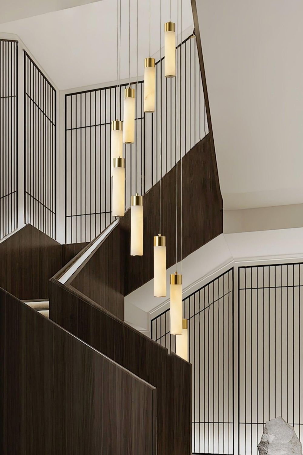 Alabaster Celestial Brass Cascade Chandelier - view 4 | morylighting