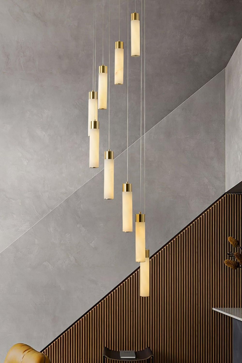 Alabaster Celestial Brass Cascade Chandelier - view 5 | morylighting