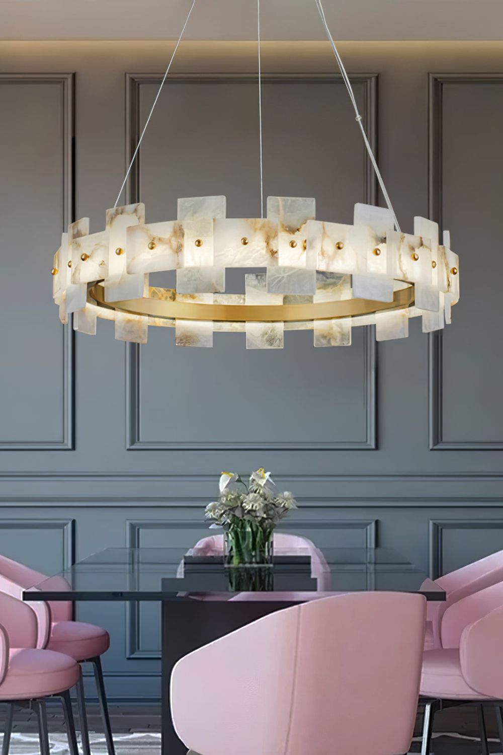 Alabaster Halo Chandelier - morylighting