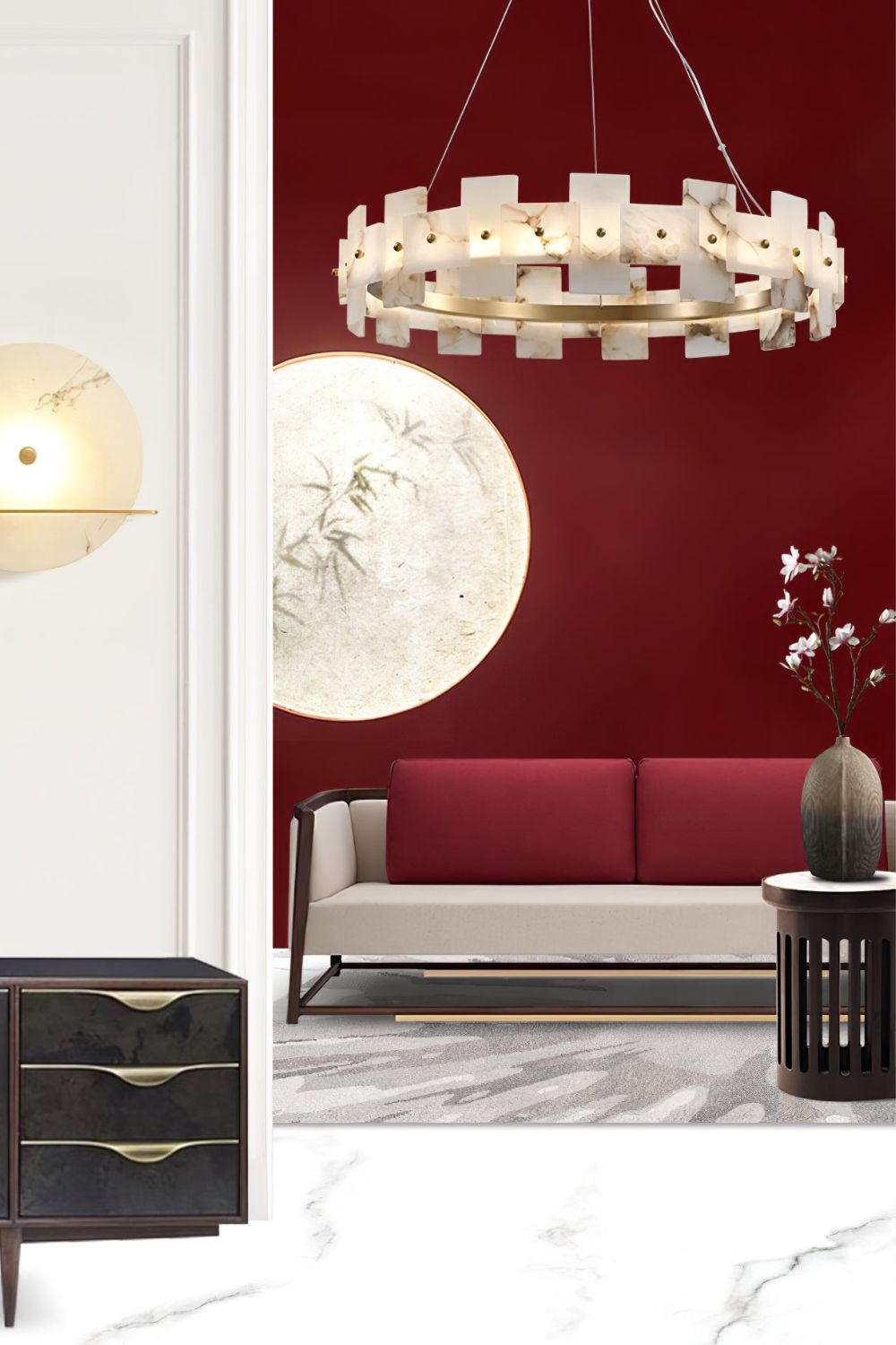 Alabaster Halo Chandelier - morylighting