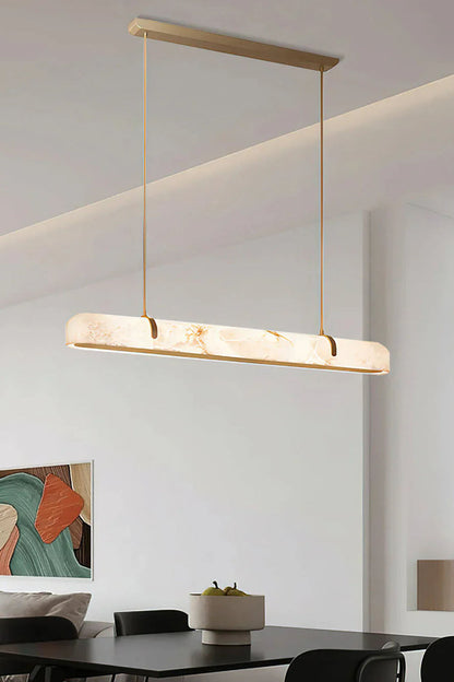 Alabaster Linear Brass Chandelier - view 2 | morylighting