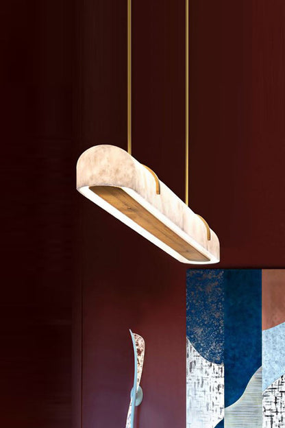 Alabaster Linear Brass Chandelier - view 7 | morylighting