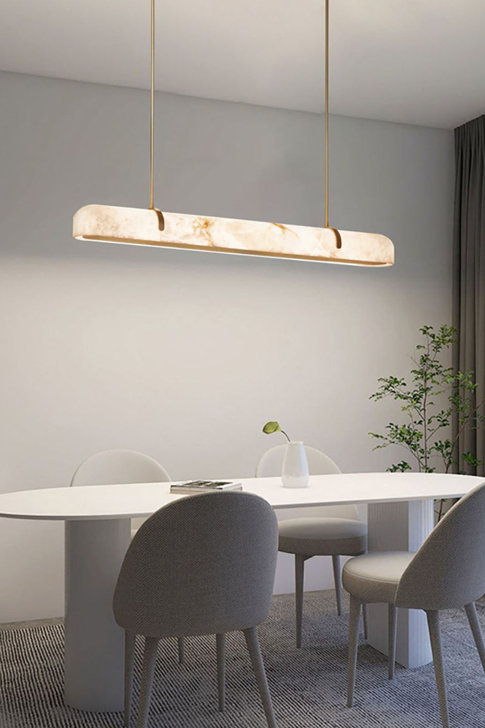 Alabaster Linear Brass Chandelier - view 3 | morylighting