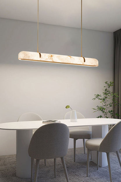 Alabaster Linear Brass Chandelier - view 3 | morylighting