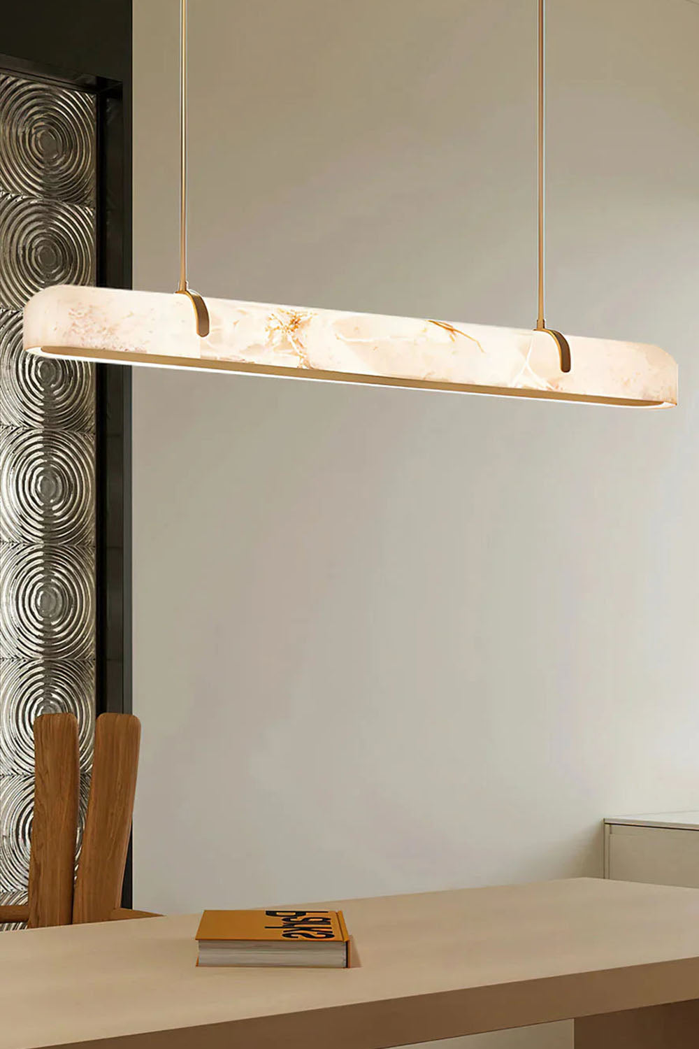 Alabaster Linear Brass Chandelier - view 5 | morylighting