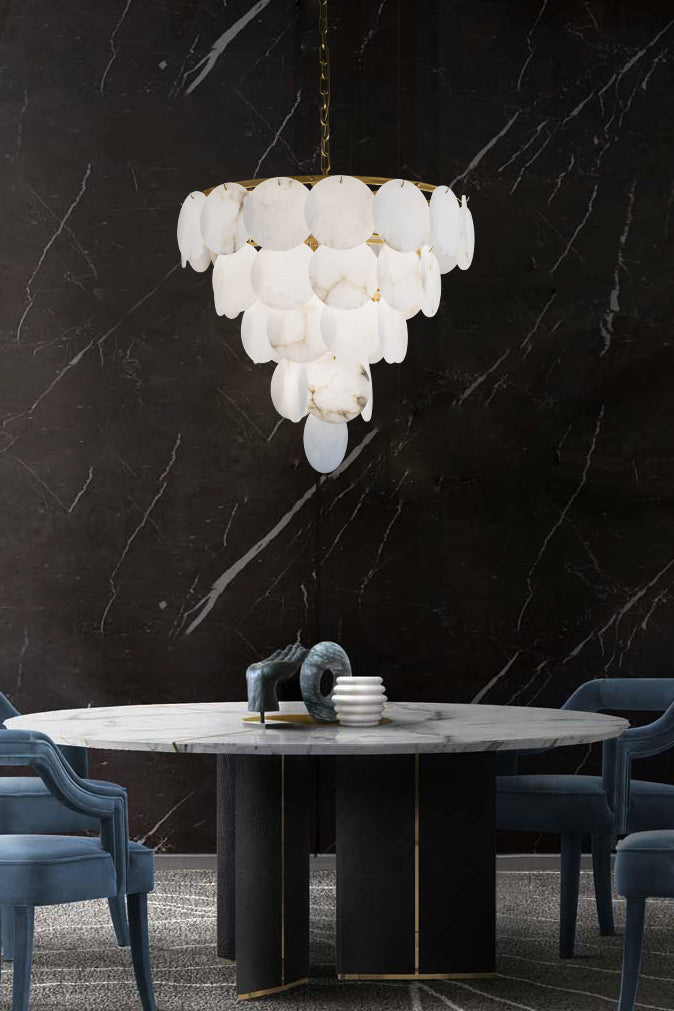 Alabaster Magnolia Multi-Tiered Round Chandelier - morylighting