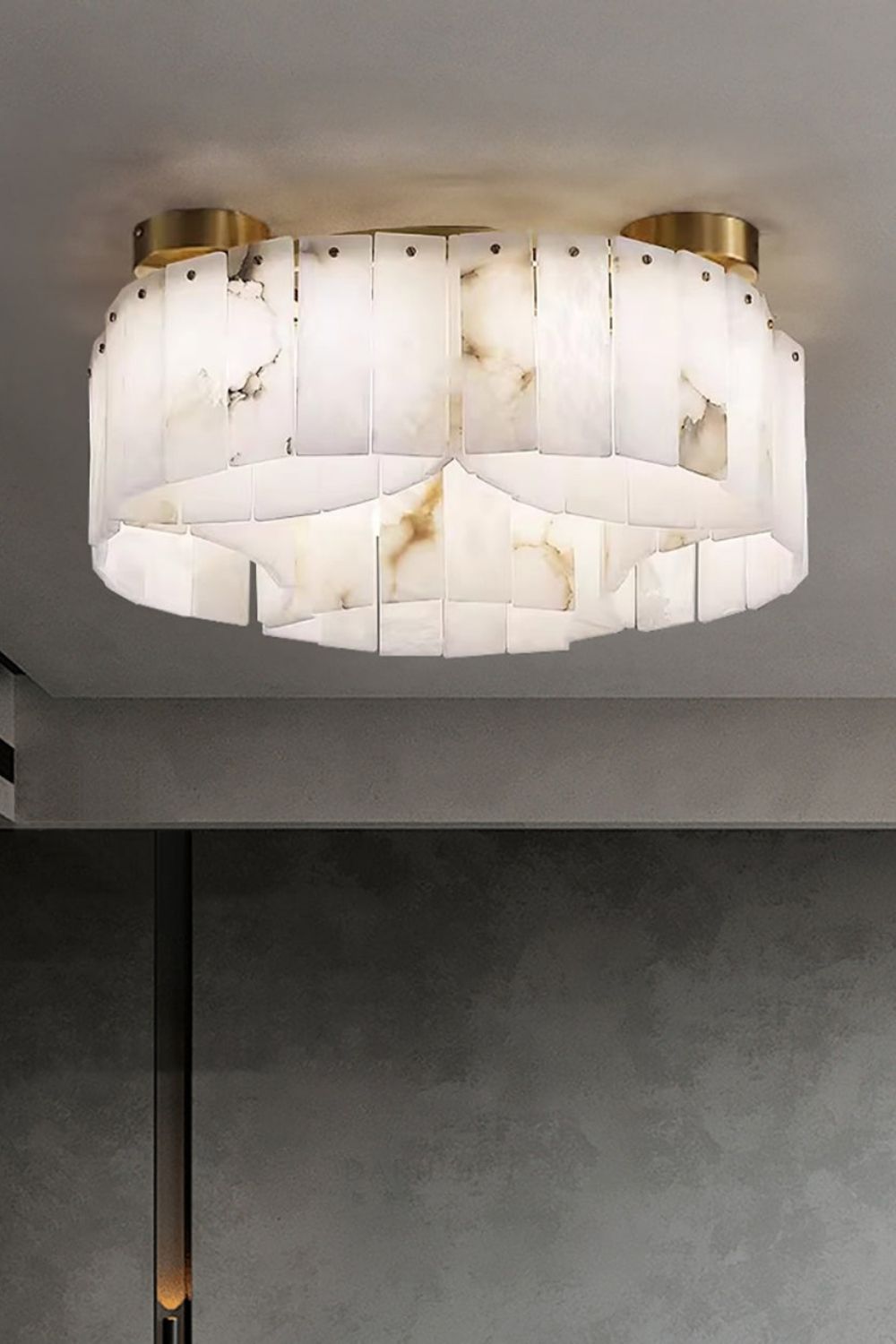 Alabaster Modern Brass Ceiling Lamp - view 13 | morylighting