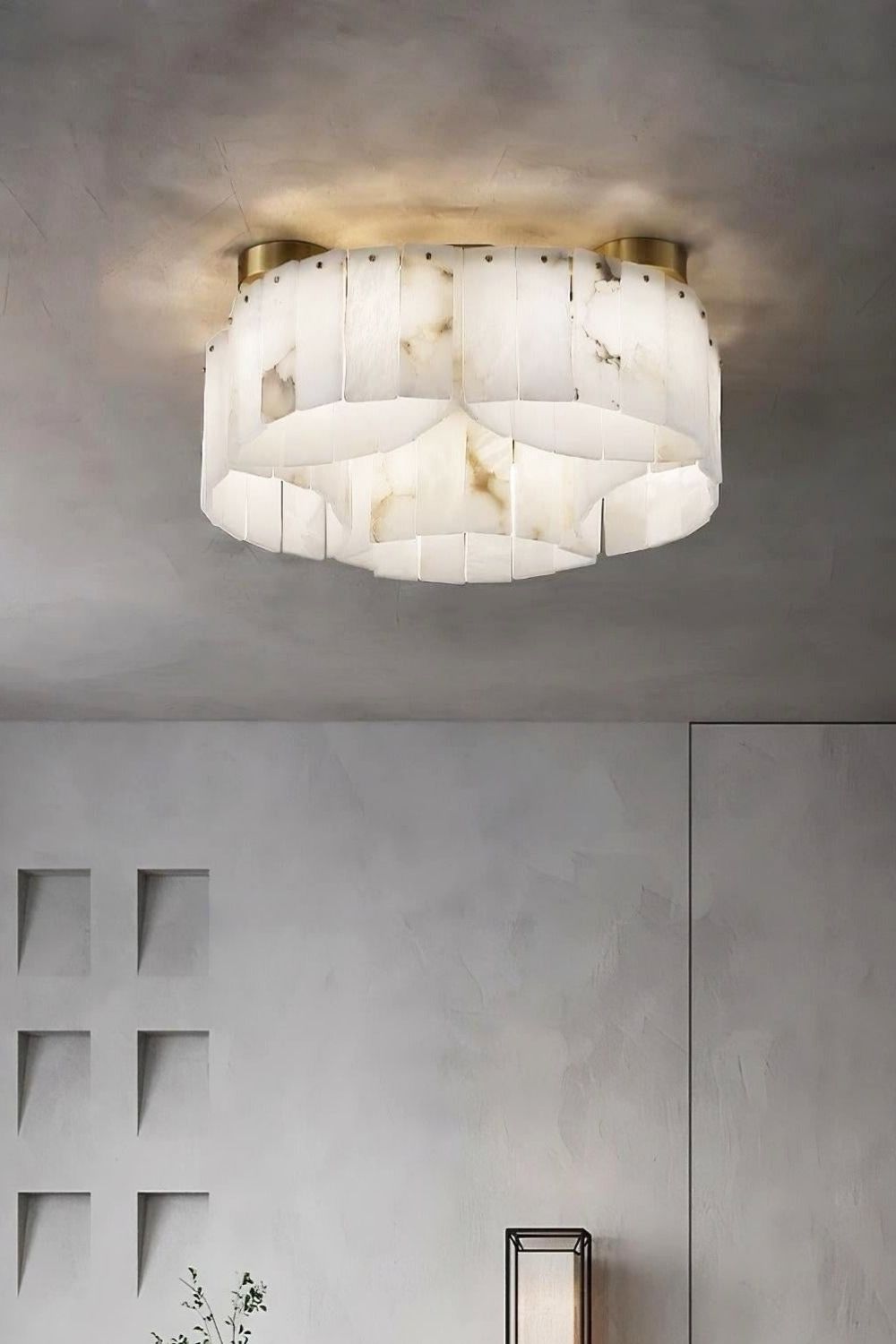 Alabaster Modern Brass Ceiling Lamp - view 4 | morylighting