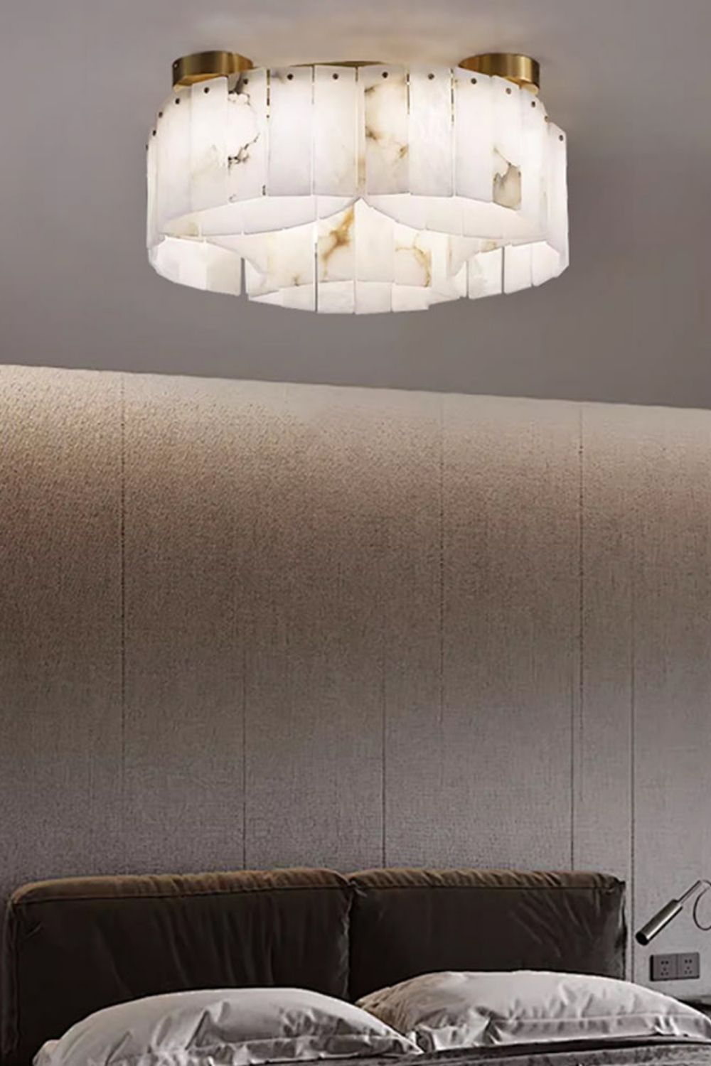 Alabaster Modern Brass Ceiling Lamp - view 5 | morylighting