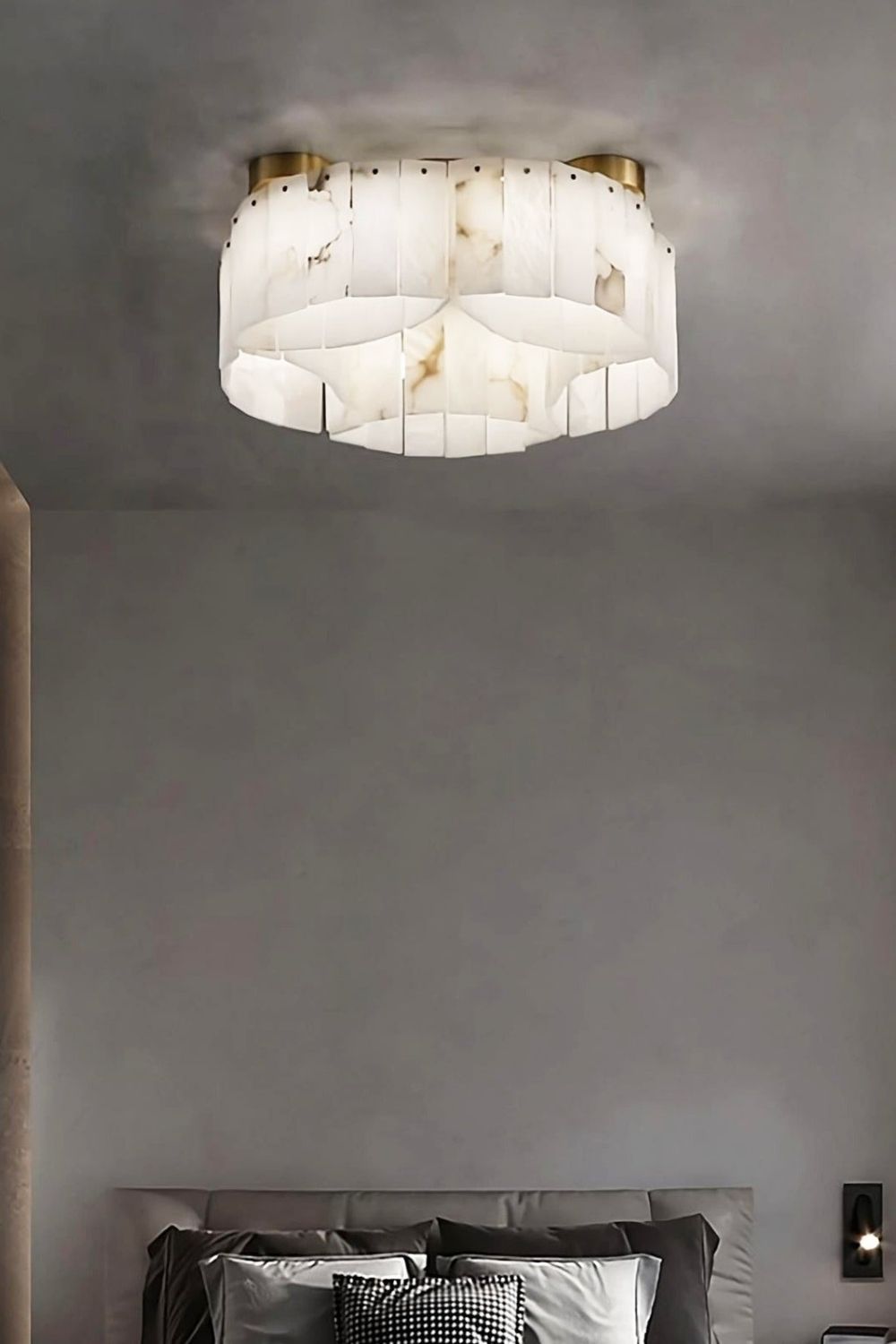 Alabaster Modern Brass Ceiling Lamp - view 6 | morylighting