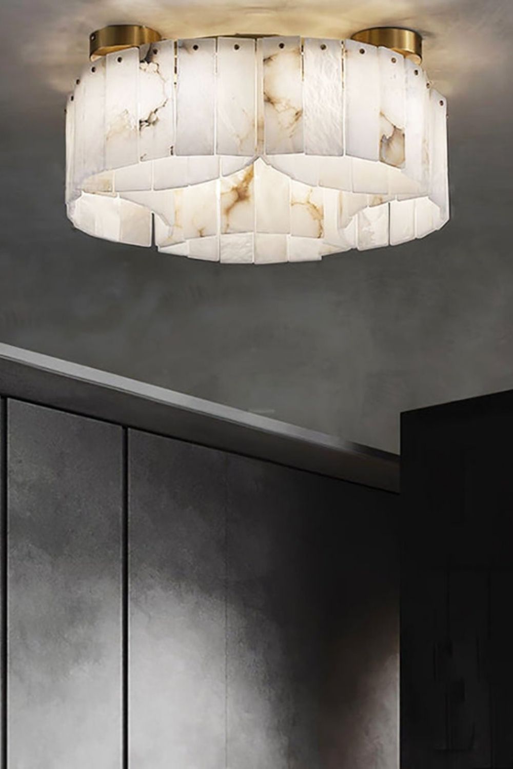 Alabaster Modern Brass Ceiling Lamp - view 7 | morylighting