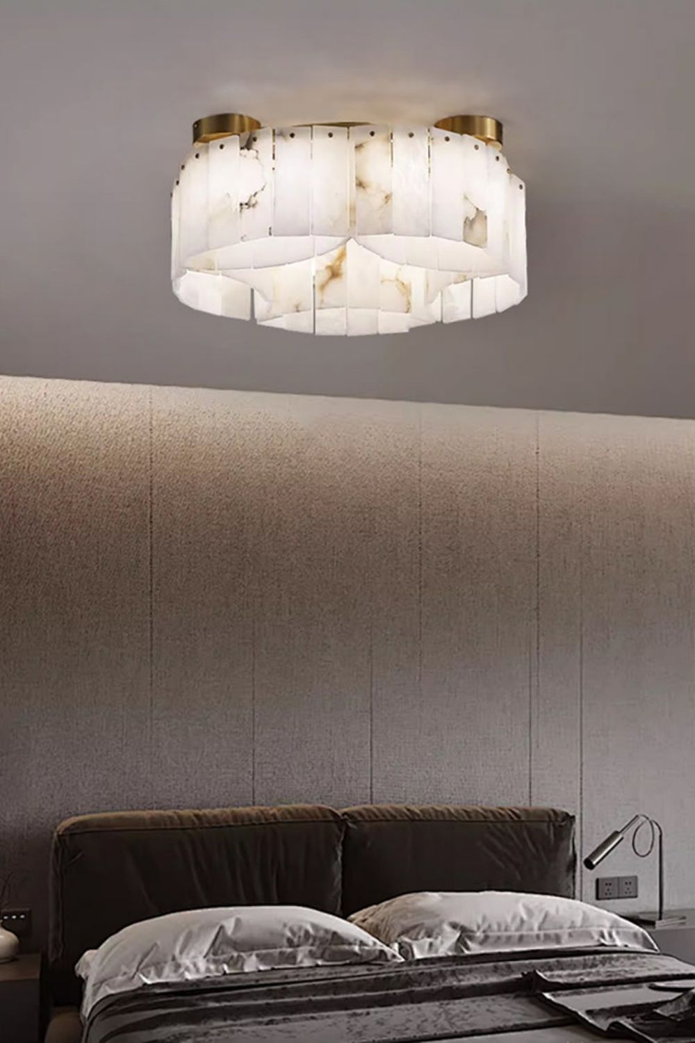Alabaster Modern Brass Ceiling Lamp - view 8 | morylighting