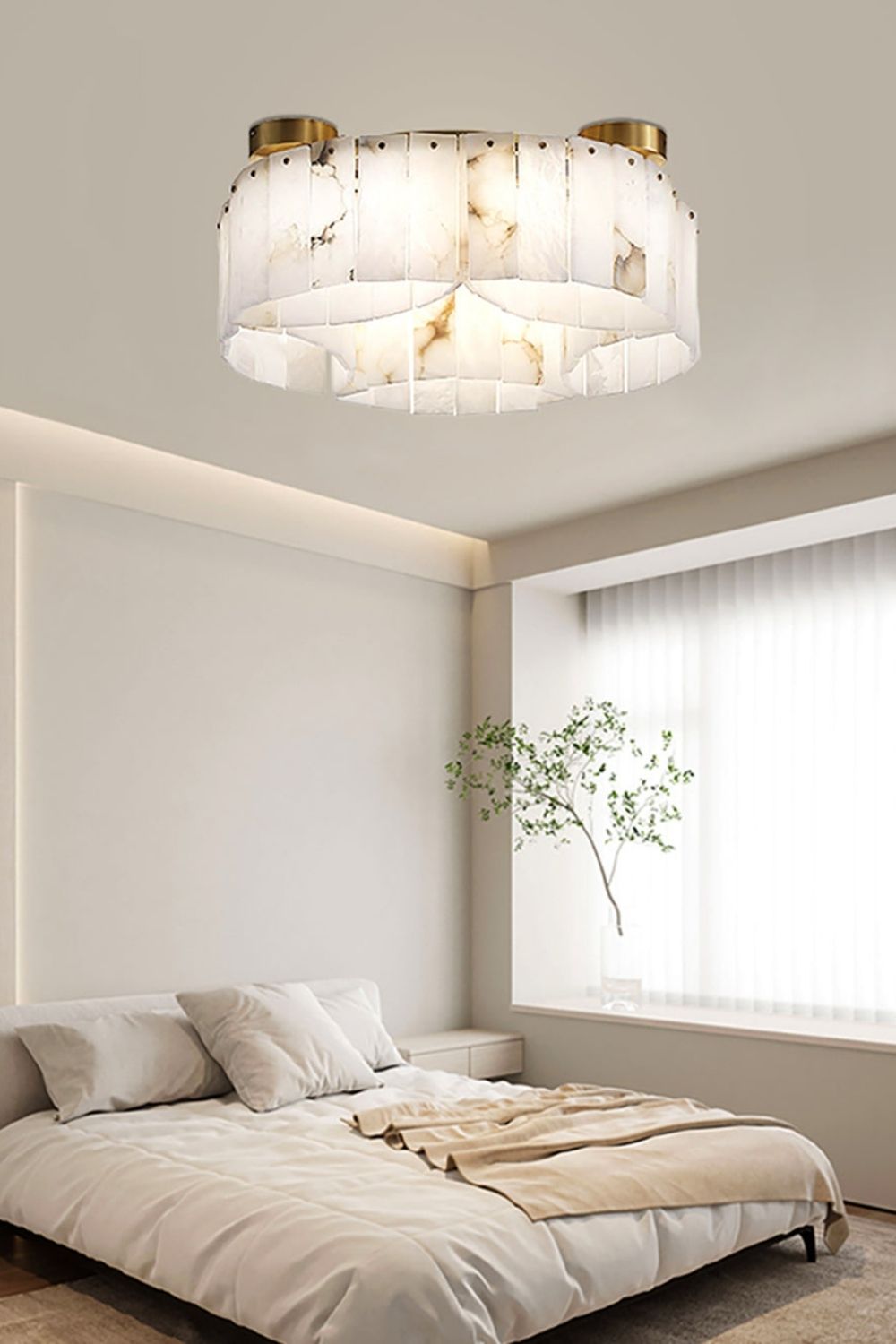 Alabaster Modern Brass Ceiling Lamp - view 9 | morylighting