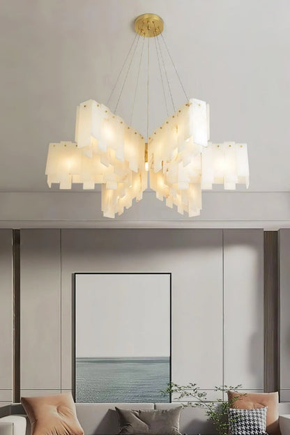Alabaster Modern Cascade Tiered Chandelier - view 2 | morylighting