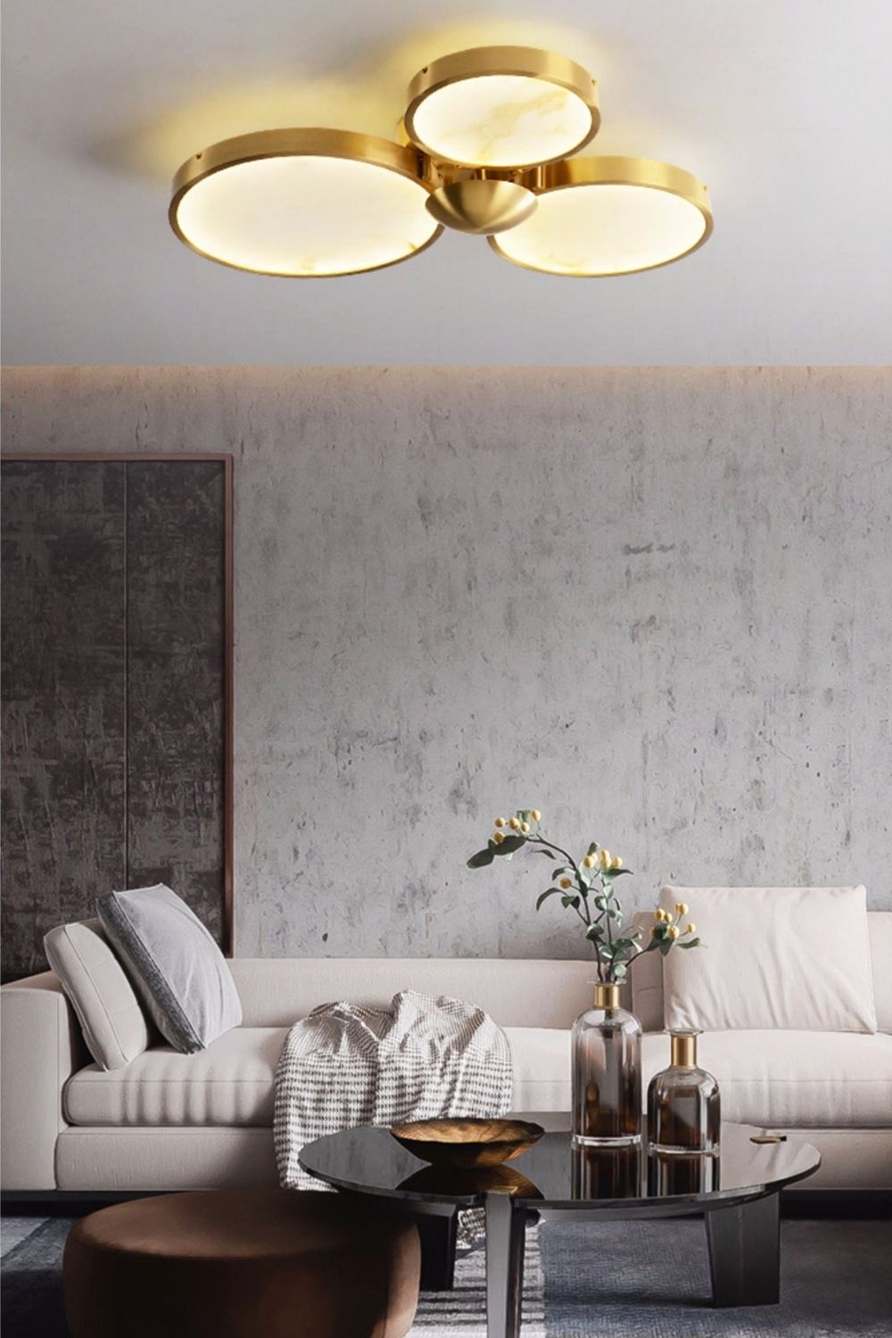 Alabaster Modern Disc Ceiling Light - view 2 | morylighting
