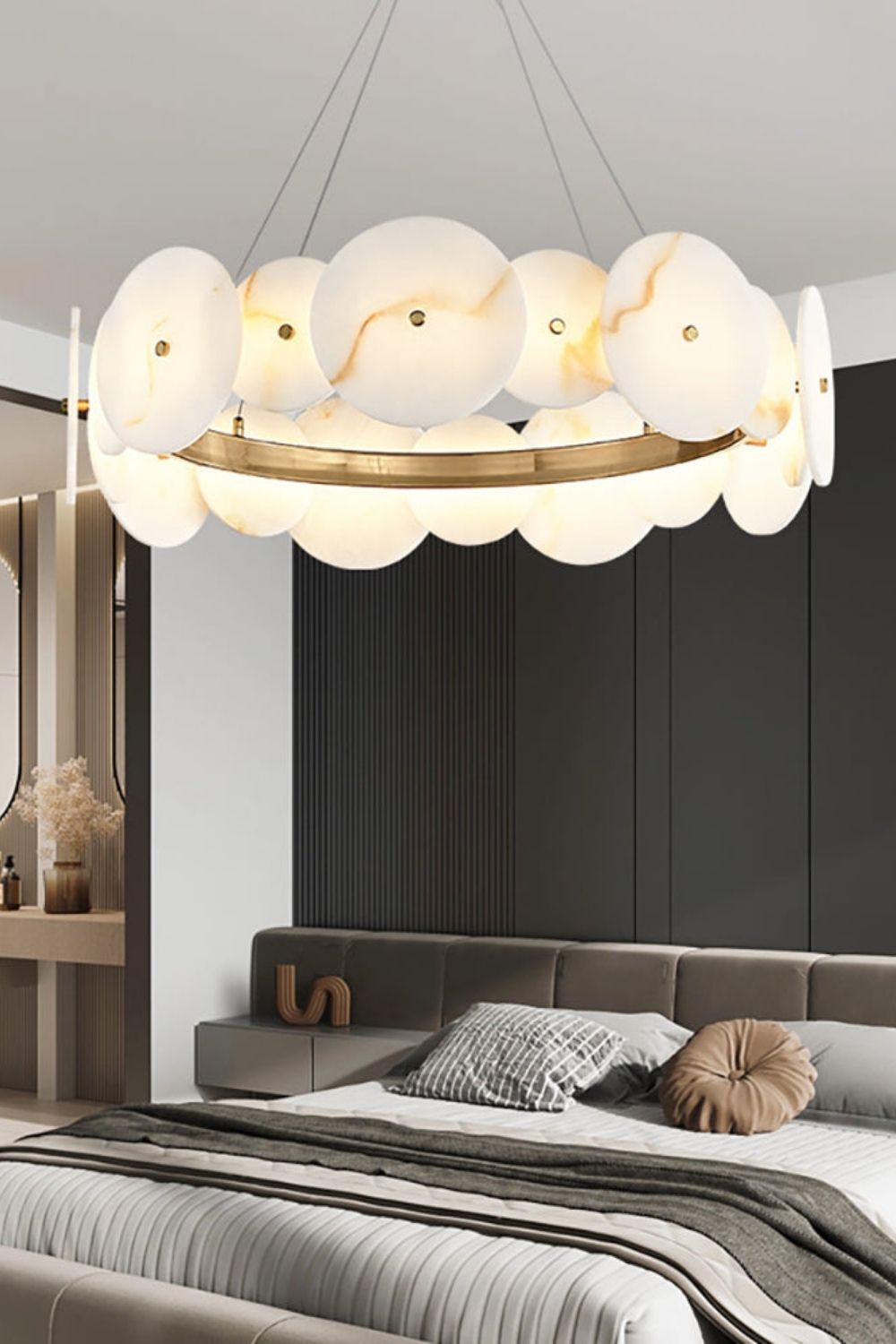 Alabaster Multiple Round Chandelier - view 2 | morylighting