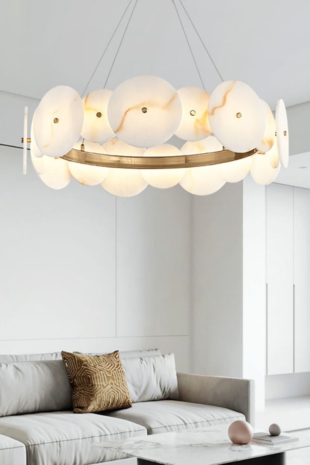 Alabaster Multiple Round Chandelier - view 4 | morylighting