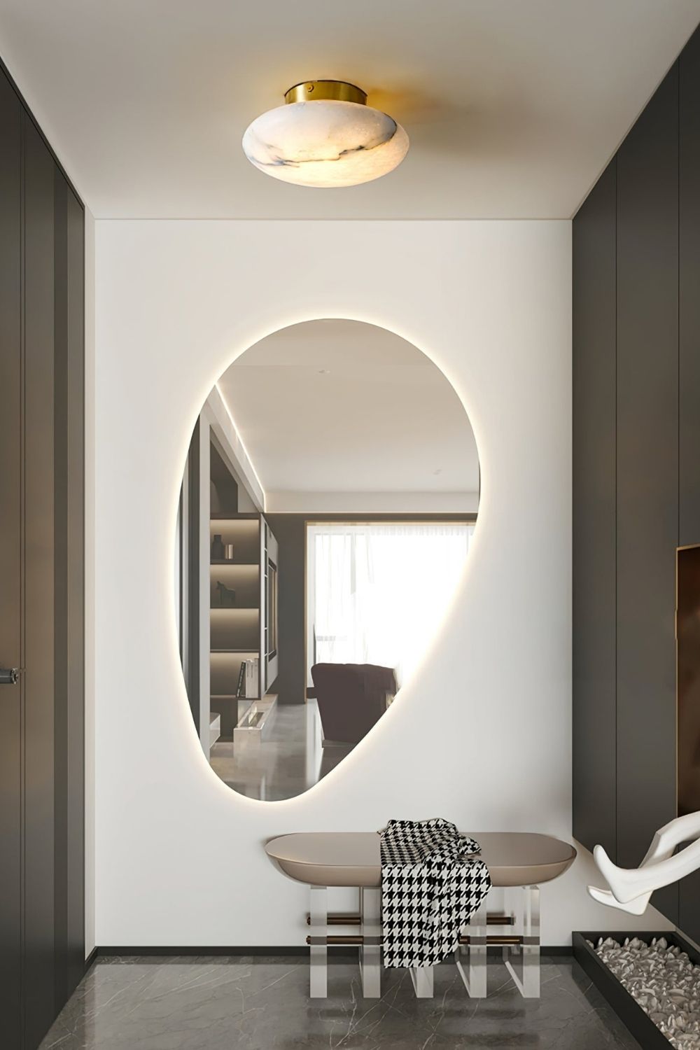 Alabaster Oval Ceiling Lamp - view 11 | morylighting