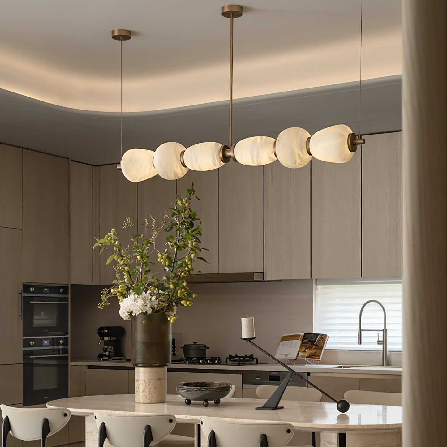 Alabaster Pebble Linear Chandelier