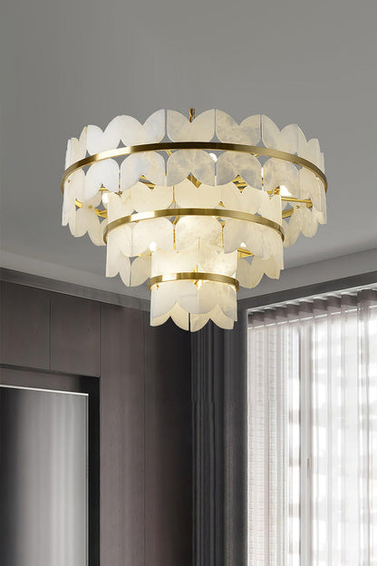 Alabaster Petal Tier Chandelier - view 3 | morylighting