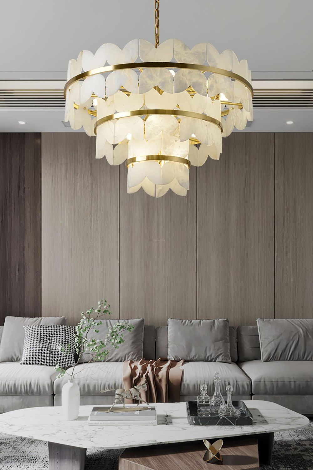Alabaster Petal Tier Chandelier - view 2 | morylighting