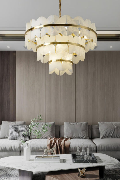 Alabaster Petal Tier Chandelier - view 2 | morylighting