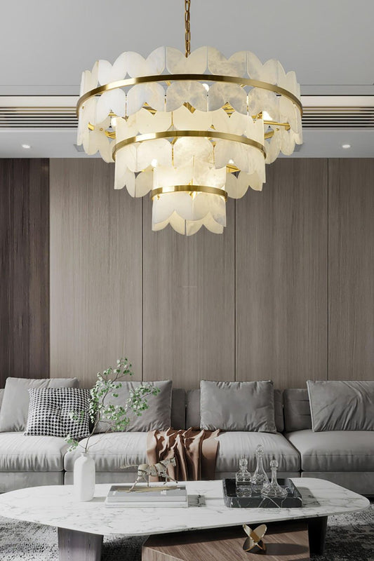 Alabaster Petal Tier Chandelier - view 2 | morylighting