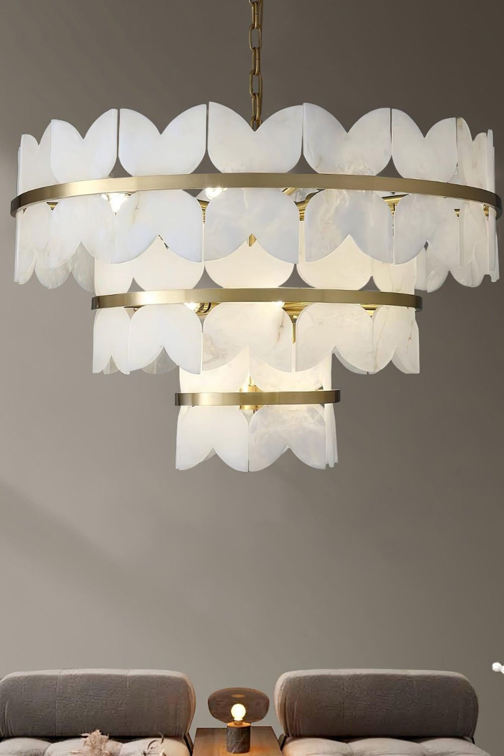Alabaster Petal Tier Chandelier - view 4 | morylighting